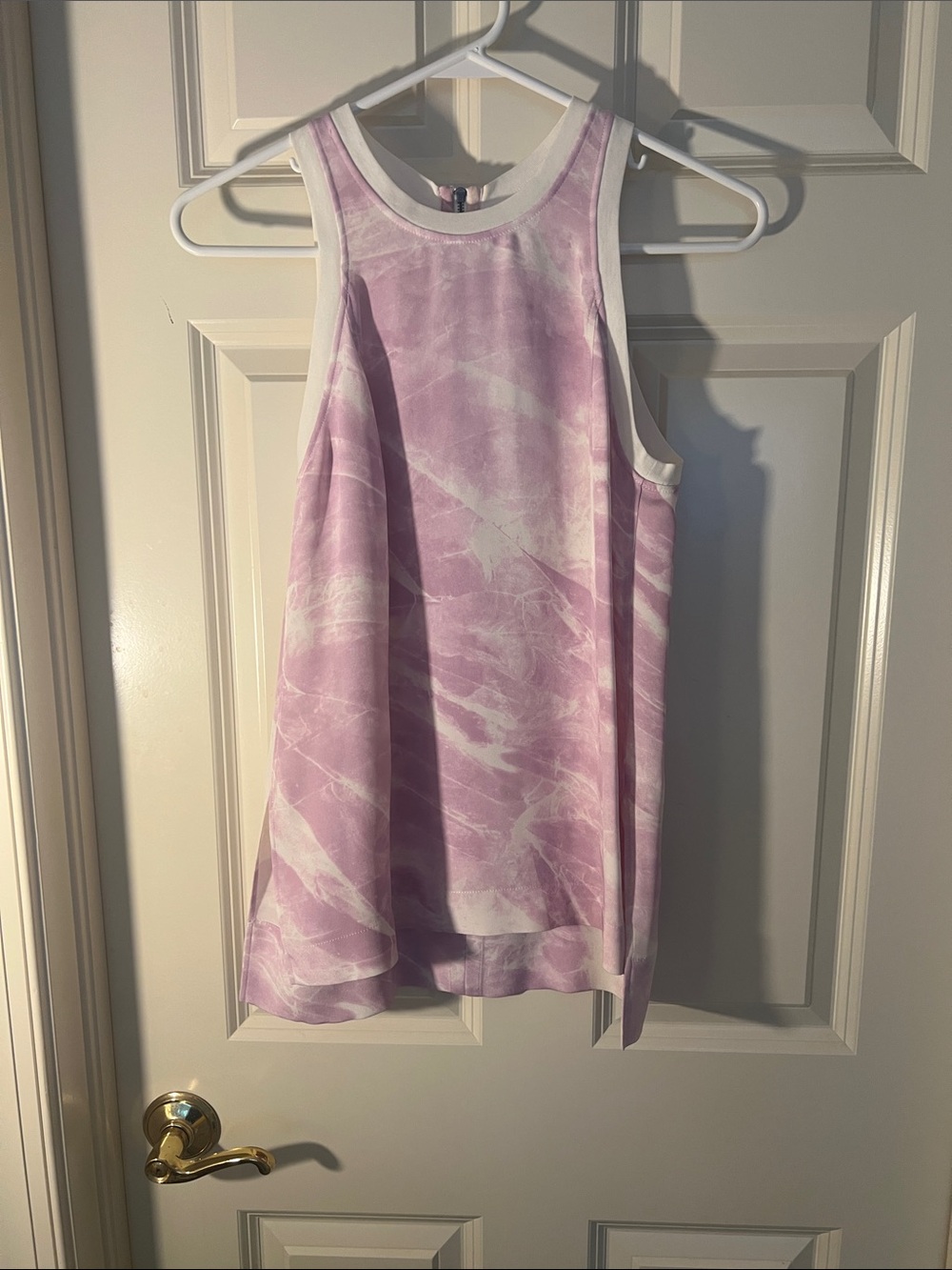Helmut Lang Lavender Tie-Dye Tank with White Trim